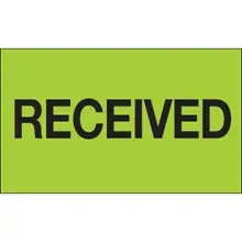 3 x 5" - "Received" (Fluorescent Green) Labels