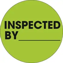 1" Circle - "Inspected By" Fluorescent Green Labels