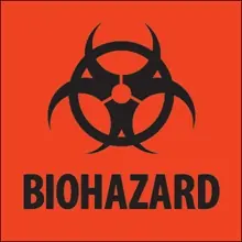 2 x 2" - "Biohazard" Fluorescent Red Labels