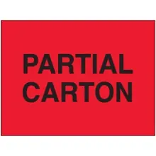 3 x 5" - "Partial Carton" (Fluorescent Red) Labels