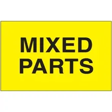 3 x 5" - "Mixed Parts" (Fluorescent Yellow) Labels