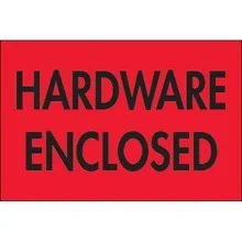 2 x 3" - "Hardware Enclosed" (Fluorescent Red) Labels