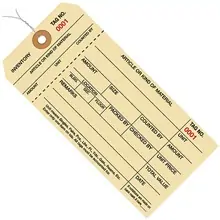 6 1/4 x 3 1/8" - (8000-8999) Inventory Tags 1 Part Stub Style #8 - Pre-Wired