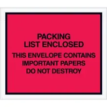 7 x 6" Red "Important Papers Enclosed" Envelopes