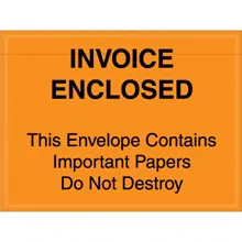 4 1/2 x 6" Orange "Important Papers Enclosed" Envelopes