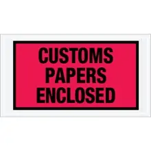 5 1/2 x 10" Red "Customs Papers Enclosed" Envelopes