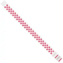 3/4 x 10" Pink Checkerboard Tyvek® Wristbands