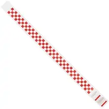 3/4 x 10" Red Checkerboard Tyvek® Wristbands