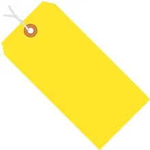 3 1/4 x 1 5/8" Yellow 13 Pt. Shipping Tags - Pre-Strung