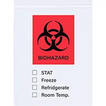 6 x 9'' - 2 Mil Biohazard Reclosable poly Bags